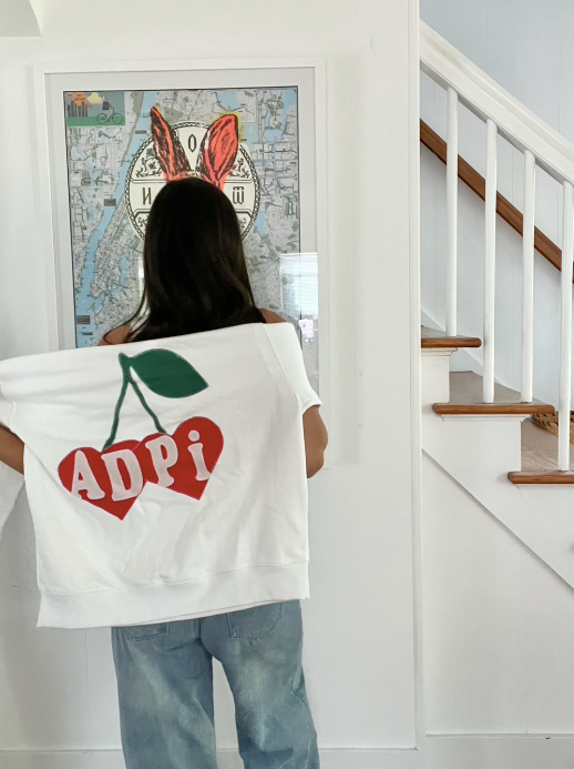 White Alpha Delta Pi Cherries Crewneck