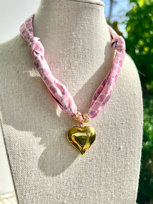 Pink Puffy Heart Necklace