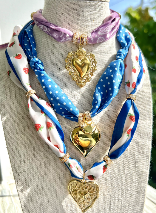 Twin Hearts Bandana Necklace