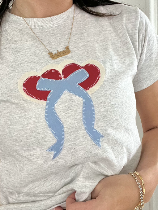 Valentine bow tee