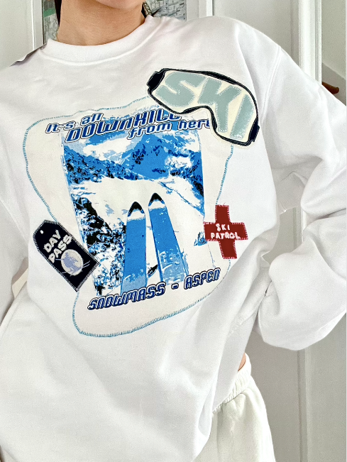 Aspen ski up-cycled crewneck – Sydney stitch