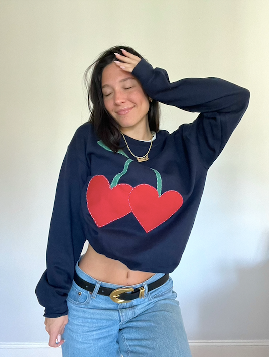 Cherry Hearts Crew Neck