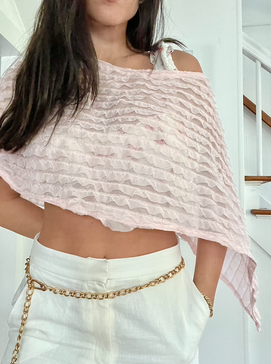 Pink Ruffle Poncho