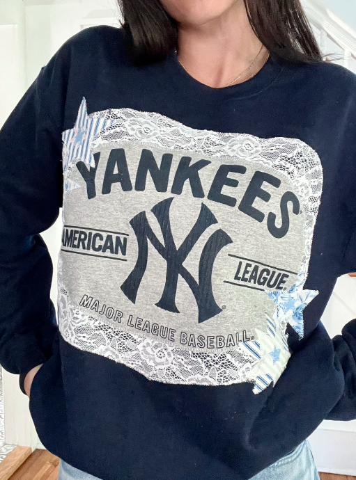 Lace Baseball Crewneck