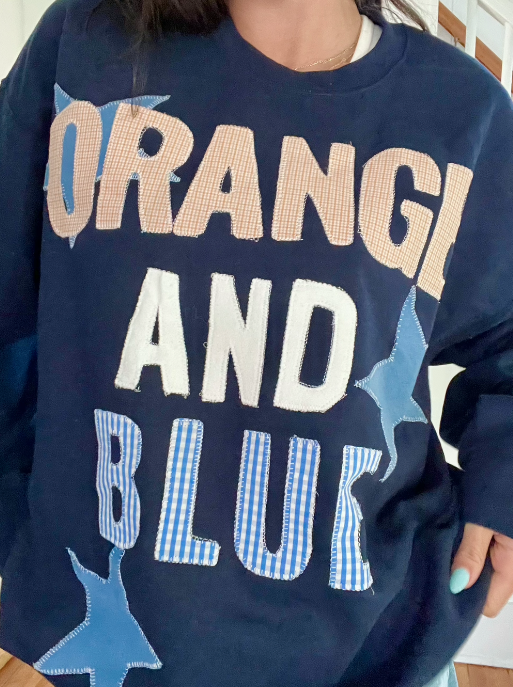 Orange And Blue Baseball Crewneck