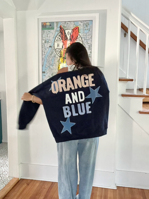 Orange And Blue Baseball Crewneck