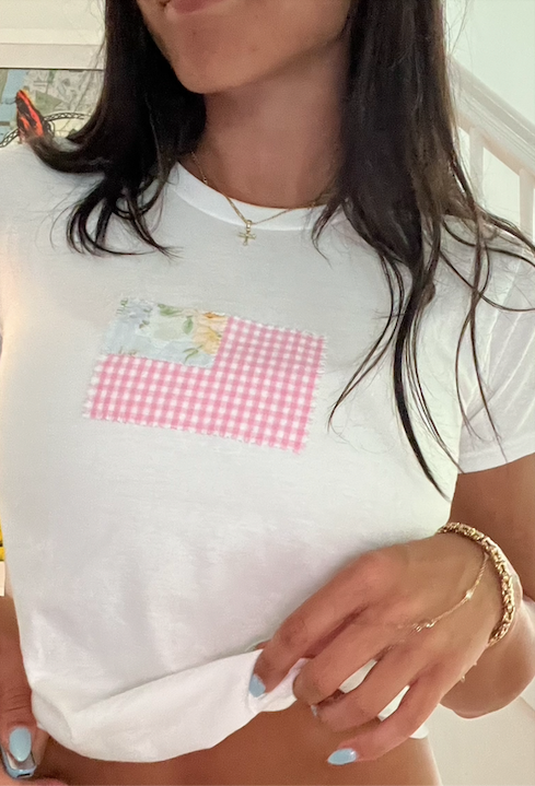 Pink Gingham Flag Tee