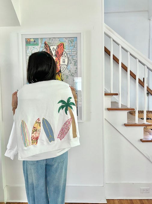 White Surfboards & Palm Crewneck