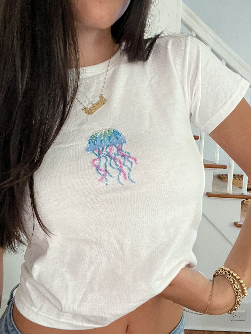 White Beaded Jellyfish Tee